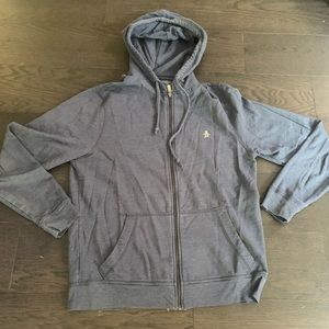 Penguin Zipup. Large but fits more like a medium.